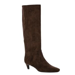 NWT Women's Knee-High Brown Suede Kitten Heel Boot, size 7.5 Wide